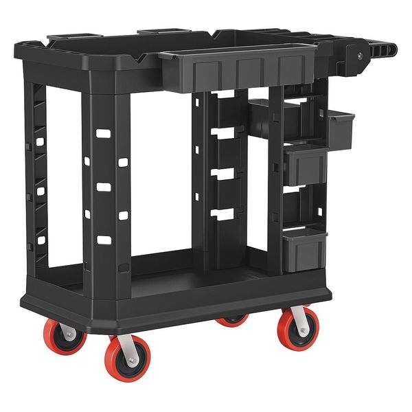 Plastic Heavy Duty Utility Cart, 2 Shelves, 500 lb.