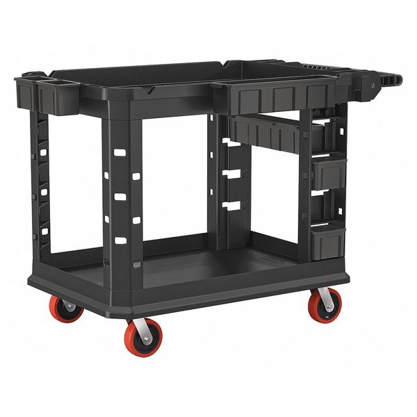 Plastic Heavy Duty Utility Cart, 2 Shelves, 500 lb
