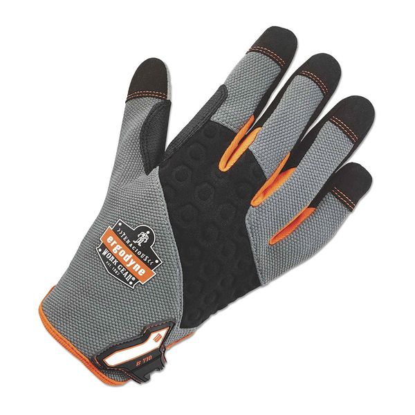Mechanics Gloves, XL, Gray, Reinforced Padded, Hex-Stretch Knit