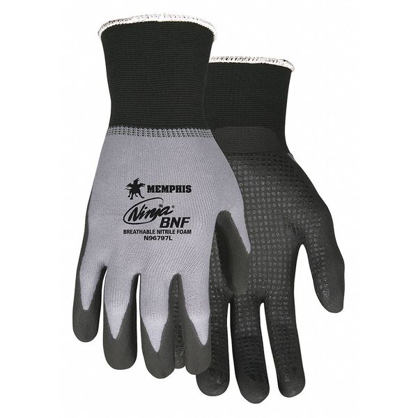 Nitrile Coated Gloves, Palm Coverage, Gray, 2XL, PR