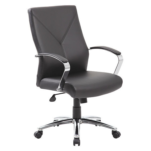 Leather Executive Chair, Fixed, Black