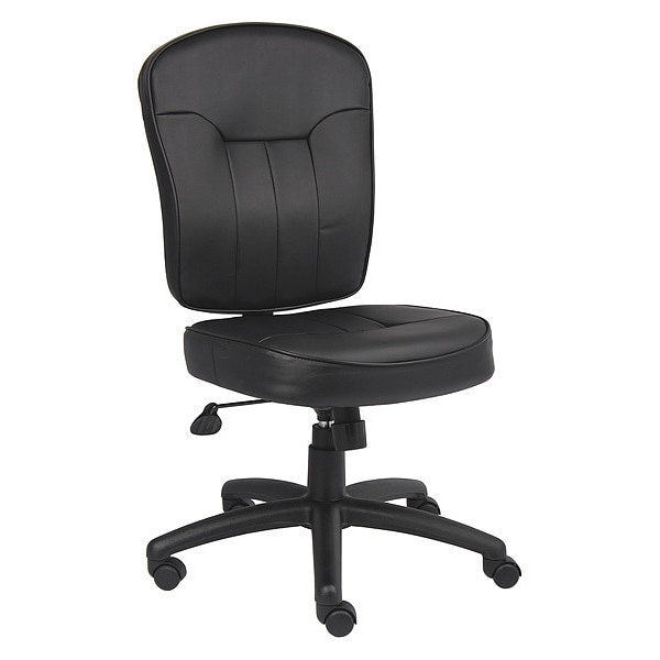 Leather Task Chair, Armless, Black