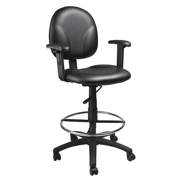 Black Caressoft Drafting Stools W/Adj Arms & Footring