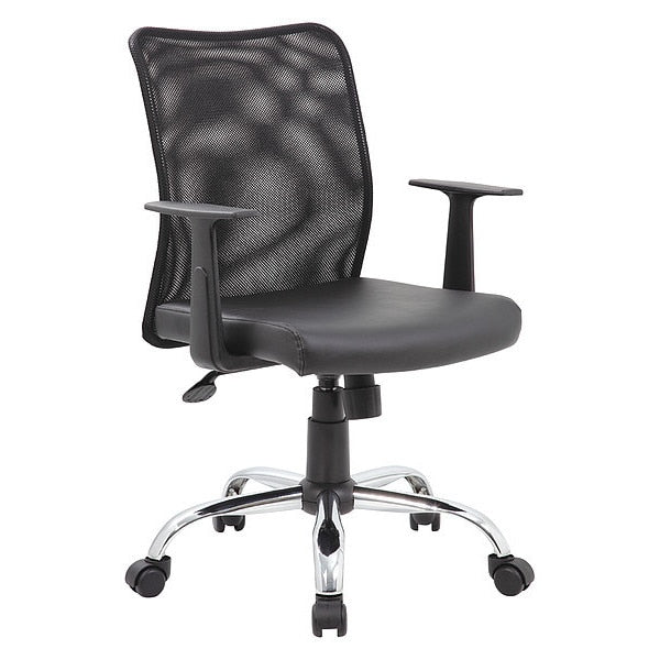 Mesh Task Chair, T-Arm, Black