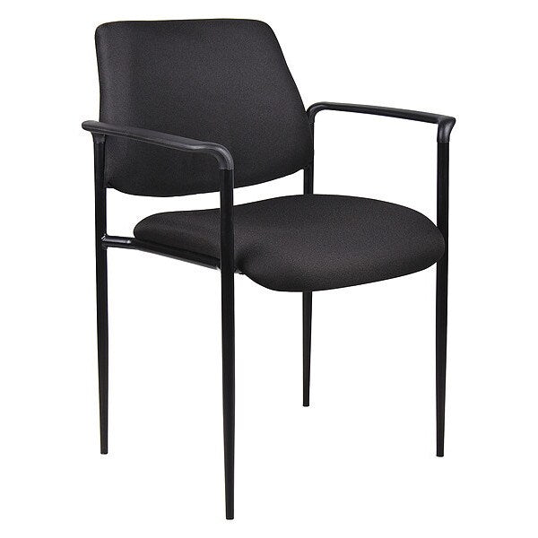 Square Back Diamond Stacking Chair W/Arm In Black