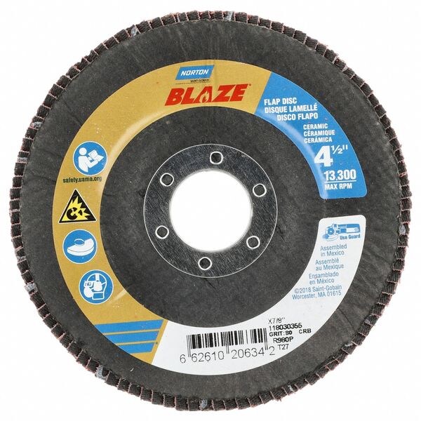Flap Disc, Ceramic, Type 27, 4 1/2