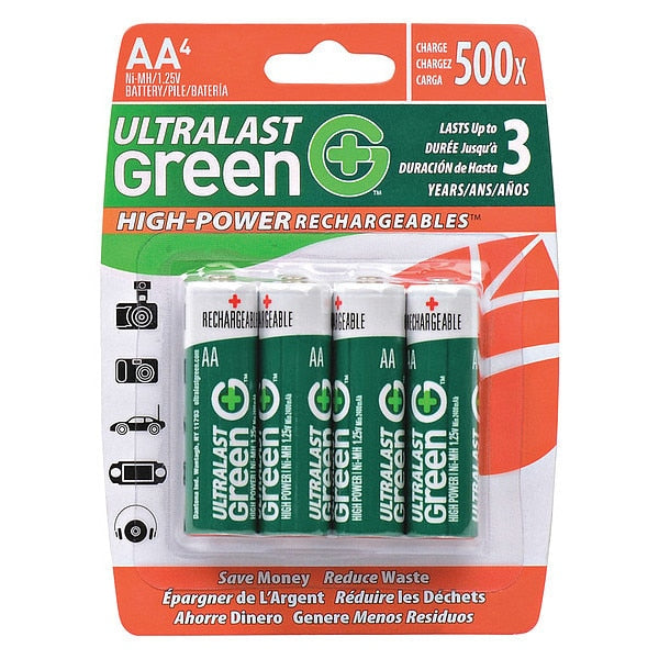 Battery 1.2 Volt Nickel Metal Hydride Ultralast High Power AA 4 Pack
