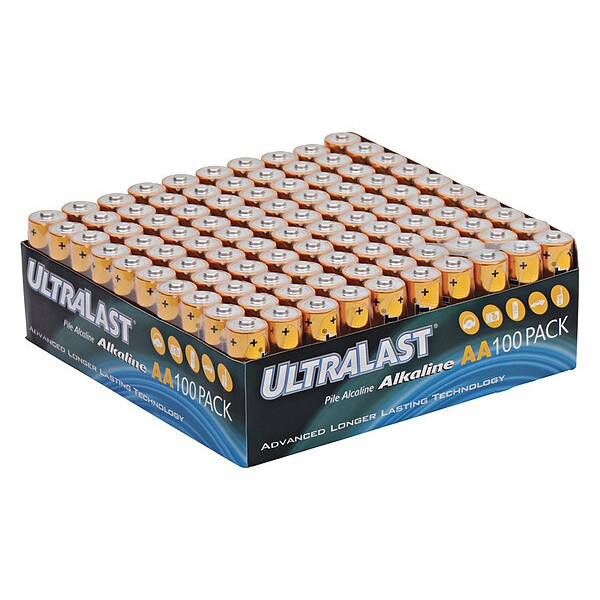 Battery 1.5 Volt Alkaline Ultralast 100 Pack AA Alkaline Battery