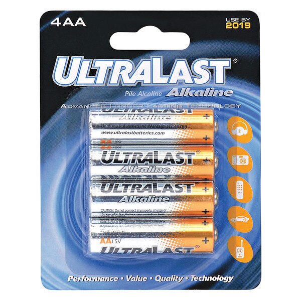 Battery 1.5 Volt Alkaline Ultralast 4 Pack AA Alkaline Battery