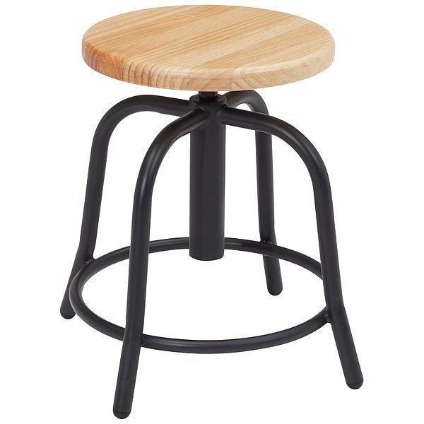 Adjustable Stool, Wood Seat, Blk Frame, 18
