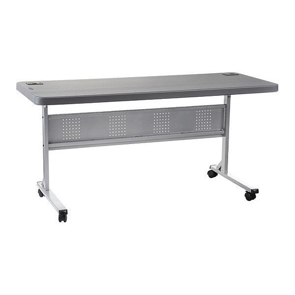 Rectangle Training Table, Flip-N-Store, Charcoal, 24