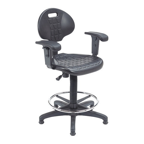 Stool with Backrest, Poly, 26 X 26 X 38-48, Polyurethane Top