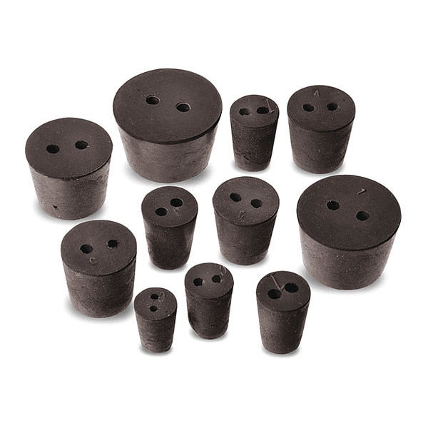 Rubber Stoppers, 2-Hole, No. 8