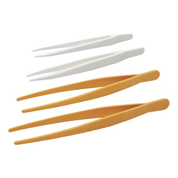 Tweezers, 115mm, White, Sharp Ends, PK6
