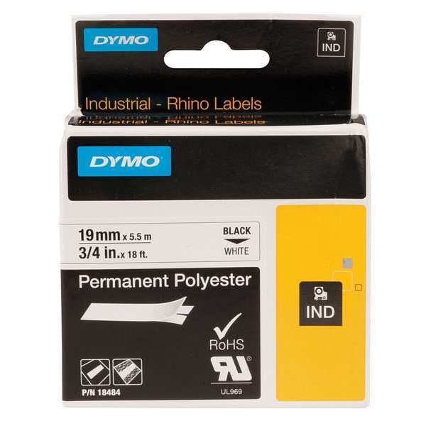 Rhinoâ¢ Label Cartridge, 18 ft. L, Black/White