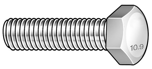 Class 10.9, M14-2.00 Hex Head Cap Screw, Black Oxide Steel, 25 mm L, 25 PK