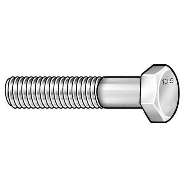 Class 10.9, M8-1.25 Hex Head Cap Screw, Zinc & Yellow Plated Steel, 40 mm L, 25 PK