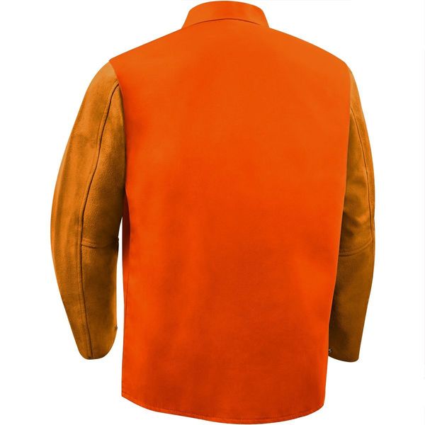 Flame Resistant Jacket w/Leather Sleeves, Brown, XL