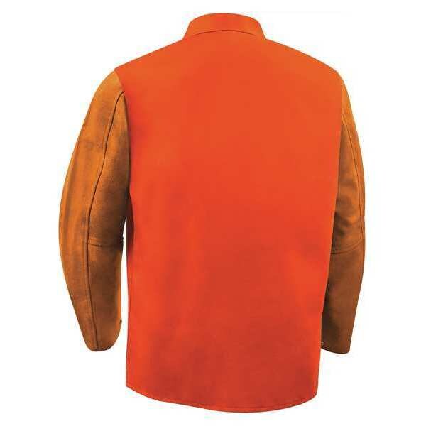 Flame Resistant Jacket w/Leather Sleeves, Brown, 2XL