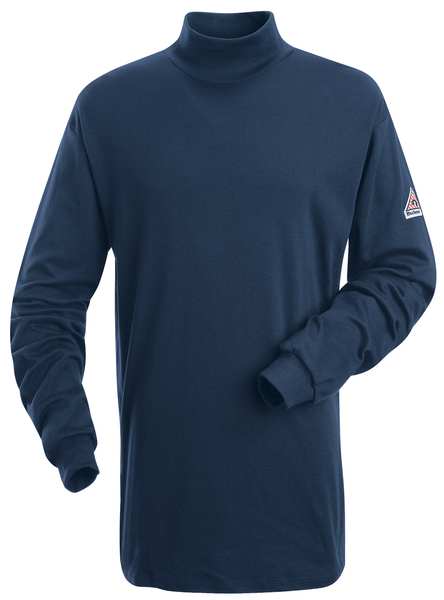 Flame Resistant Mock Turtleneck Shirt, Navy, Cotton, M