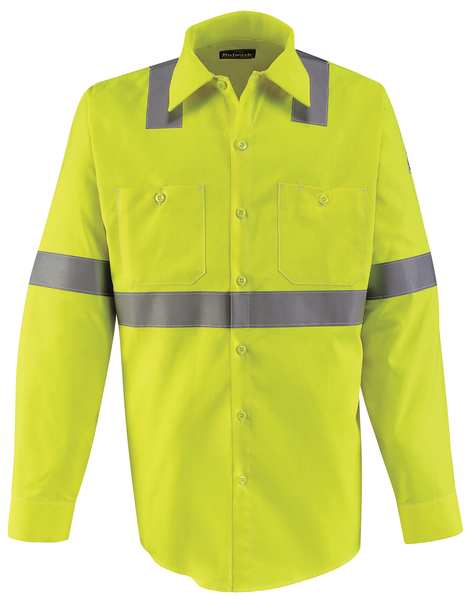Flame Resistant Collared Shirt, Yellow/Green, M