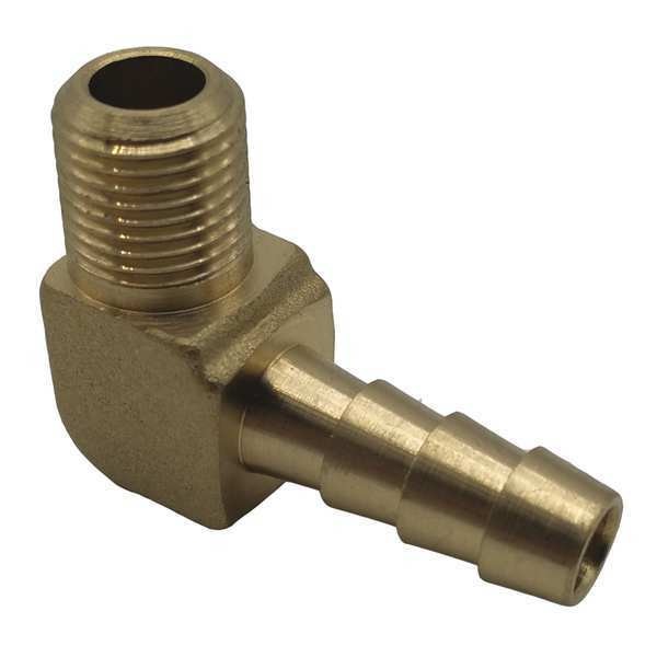 90 Degrees Elbow Crimped or Hose Clamp, 1/4 in Hose I.D, 1/8 in Thread
