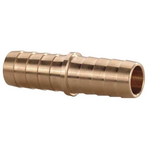 Barbed Hose Mender, Straight, For 1/2 in Hose ID, Hose Barb x Hose Barb, Male x Male, Brass, 6AFL9
