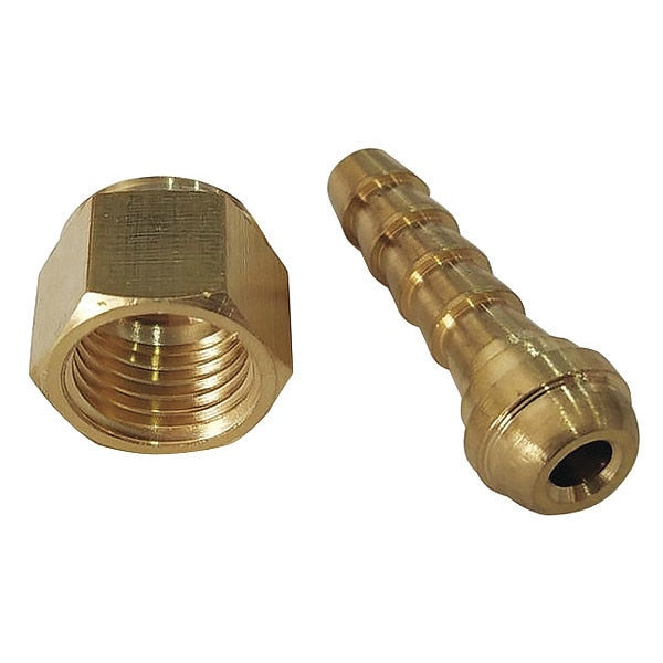 Straight Crimped or Hose Clamp, 1/4 in Hose I.D, 1/4 in Thread