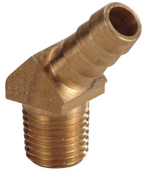 45 Degrees Elbow Crimped or Hose Clamp, 1/4 in Hose I.D, 1/4 in Thread