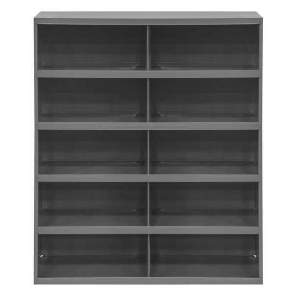 Prime Cold Rolled Steel Pigeonhole Bin Unit, 12 in D x 42 in H x 33 3/4 in W, 5 Shelves, Gray