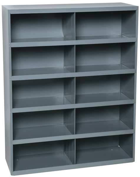Prime Cold Rolled Steel Pigeonhole Bin Unit, 12 in D x 42 in H x 33 3/4 in W, 5 Shelves, Gray
