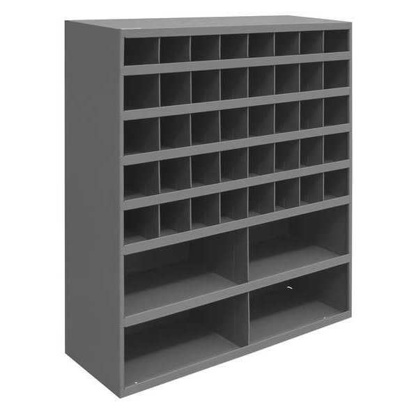 Prime Cold Rolled Steel Pigeonhole Bin Unit, 12 in D x 42 in H x 33 3/4 in W, 7 Shelves, Gray