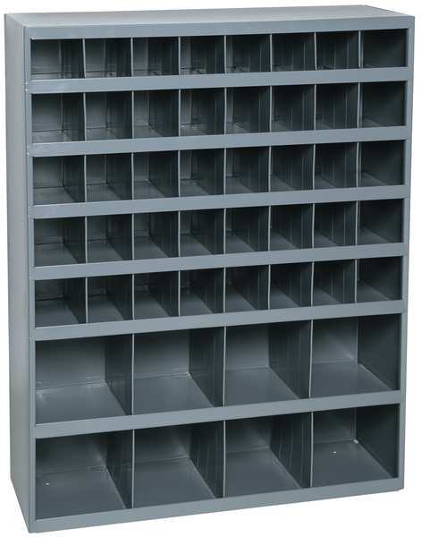 Prime Cold Rolled Steel Pigeonhole Bin Unit, 12 in D x 42 in H x 33 3/4 in W, 7 Shelves, Gray
