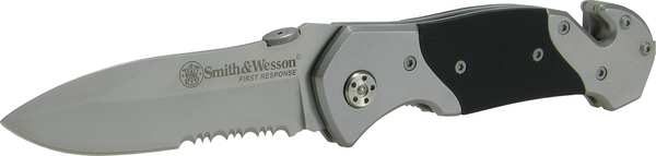 Folding Knife, Drop Point, 4.7 In, Serrated