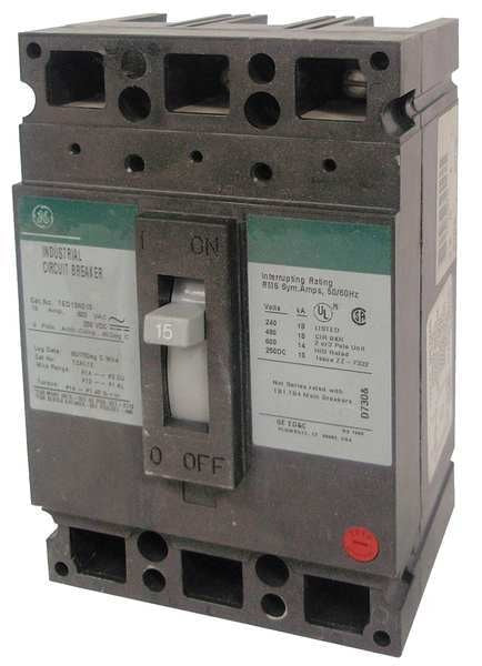 Molded Case Circuit Breaker, 20 A, 600V AC, 3 Pole, Plug In Panelboard Mounting Style, THED Series