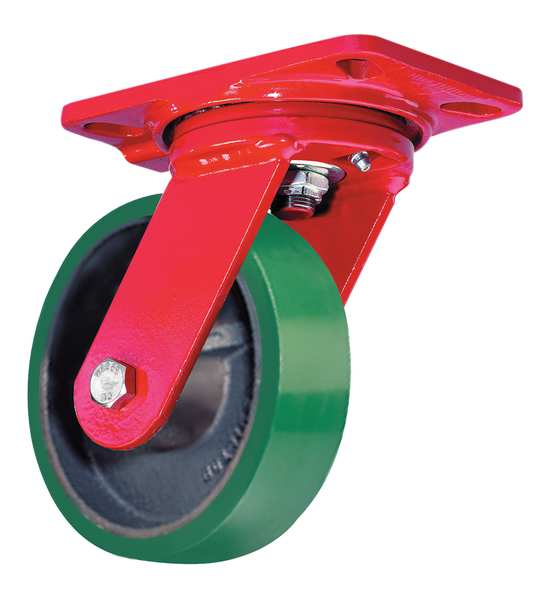 Plate Caster, Swivel, Poly, 6 in., 1200 lb.