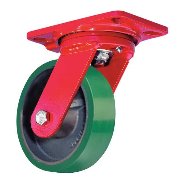 Plate Caster, Swivel, Poly, 4 in., 750 lb., Grn, A