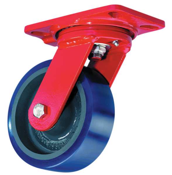 Plate Caster, Swivel, Poly, 8 in., 1200 lb.