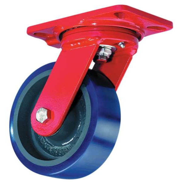 Plate Caster, Swivel, Poly, 6 in., 960 lb.