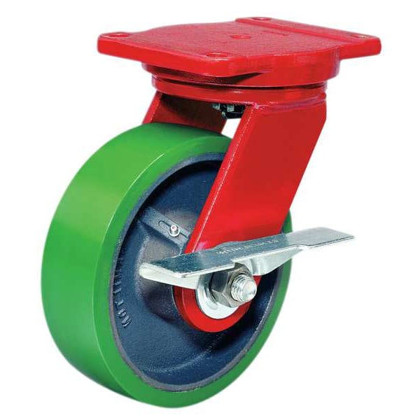Plate Caster, Swivel, Phenolic, 6 in., 1200 lb, A