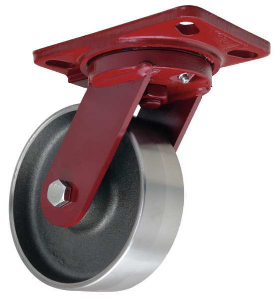 Plate Caster, Swivel, Forged Steel, 6 in, 2000 lb