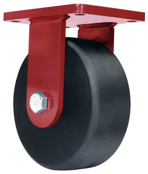 Plte Caster, Rgd, Frgd Stel, 8 in, 10,000 lb