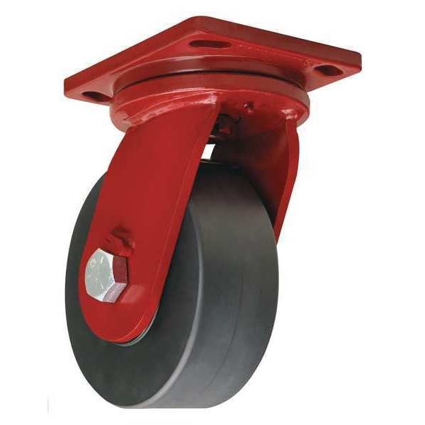 Plate Caster, Swivel, Nylon, 8 in., 6500 lb., Blk