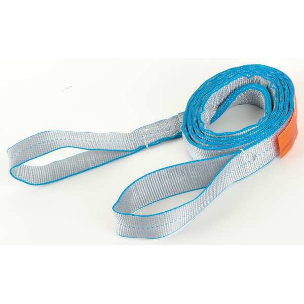 Web Sling, Flat Eye and Eye, 10 ft L, 2 in W, Tuff-Edge Polyester, Silver
