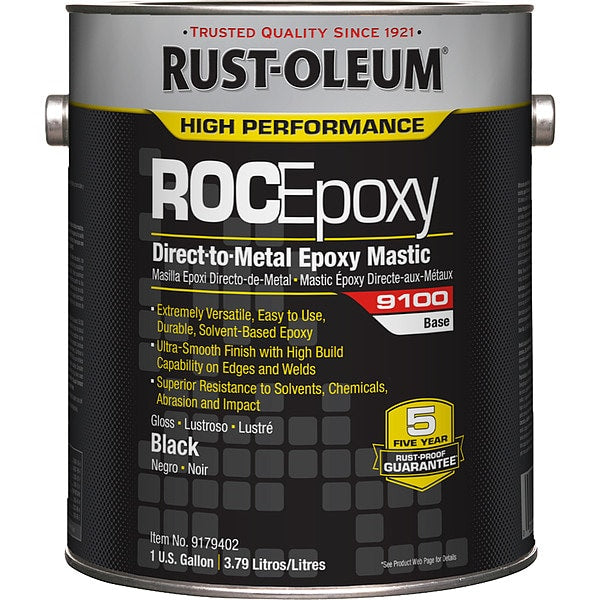 Epoxy Mastic Coating, Black, Semi-gloss, 1 gal, 130 to 220 sq ft/gal, 9100 Series