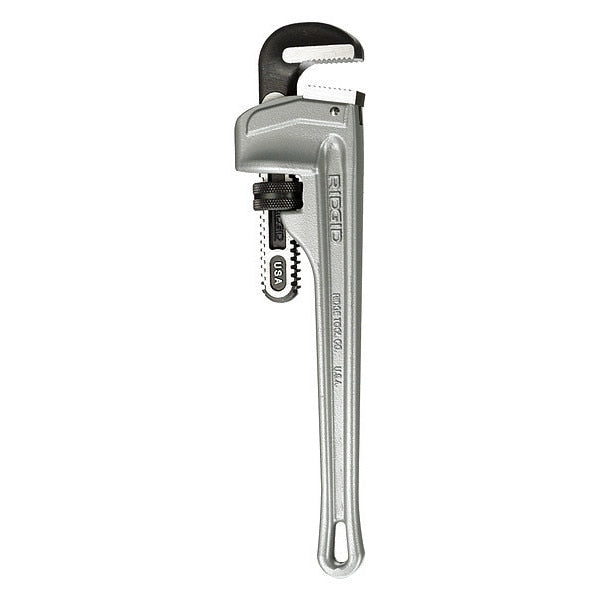 Pipe Wrench, Straight, Aluminum, 14 in L, 2 in Jaw Capacity