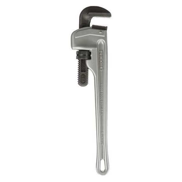 Straight Pipe Wrench: 18 in Length, 2 1/2 in Jaw Capacity, Aluminum, Serrated, Tether Capable