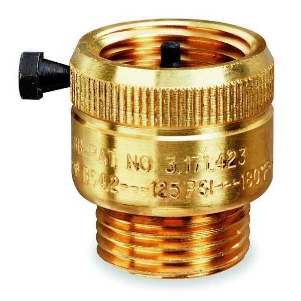 Vacuum Breaker, 3/4 In., GHT, Brass, 125 psi