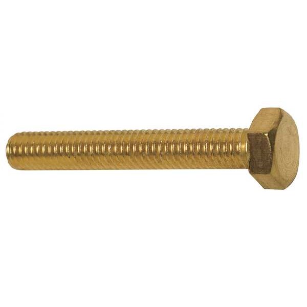 Not Graded, M6-1.00 Hex Head Cap Screw, Plain Brass, 40 mm L, 10 PK