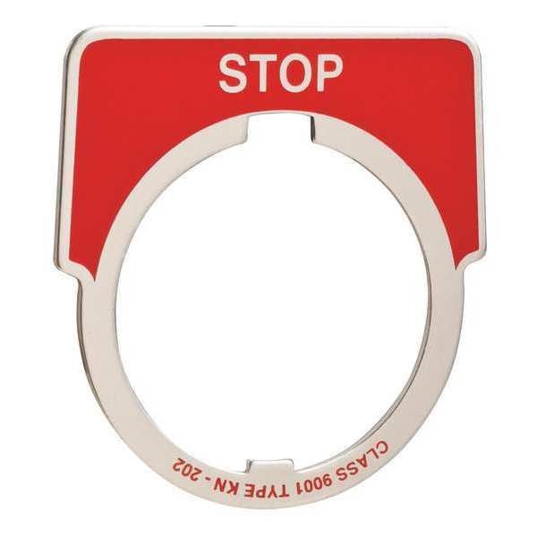 Legend Plate, Half Round, Stop, White/Red